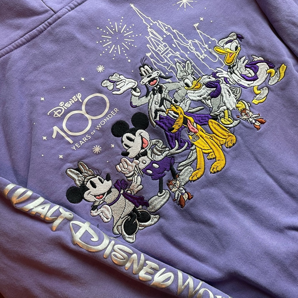 100th Anniversary Purple Girls Disney Hoodie with Iconic Embroidery